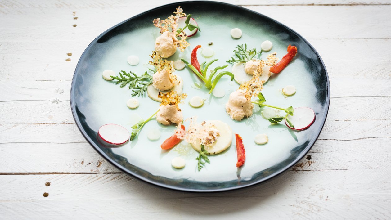 Espuma 3 poivres artichaut & tomates confites – Recette
