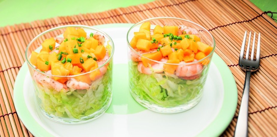 Salade de crevettes au Thé Pêche et Mangue – Recette